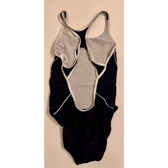 Vtg Nike One Piece Swimsuit Women's Size 12 Black Keyhole Back - Picture 5 of 5